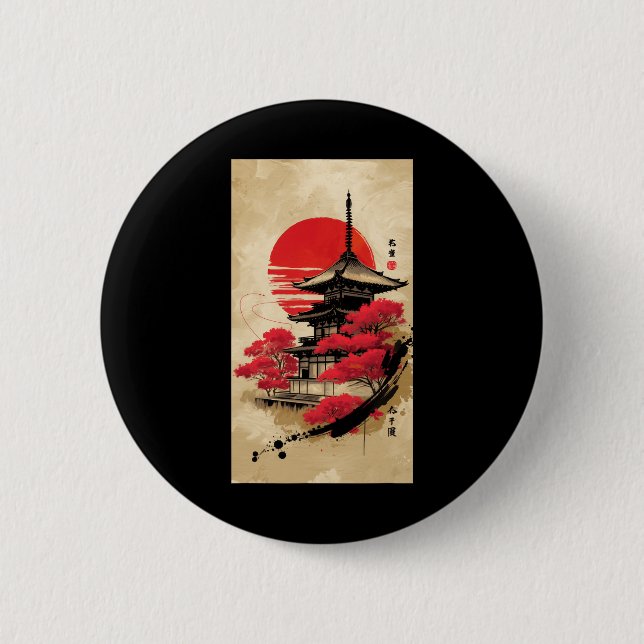 Bóton Redondo 5.08cm Templo Japonês de Quioto - Tóquio (Frente)