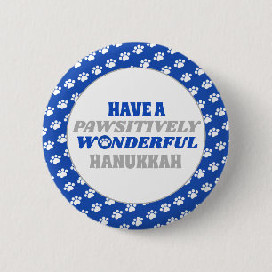 Bóton Redondo 5.08cm Tenha um Hanukkah maravilhoso e pawsitivamente