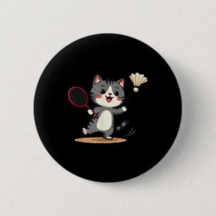 Bóton Redondo 5.08cm Tênis de Badminton Engraçado Gato Fofo Raquete Vol