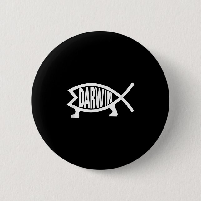 Bóton Redondo 5.08cm Teoria Ateu Charles Darwin De Evolução Peixe  (Frente)