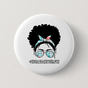 Bóton Redondo 5.08cm Terapista de Saúde Negra Afro Mensageira Mulher Af