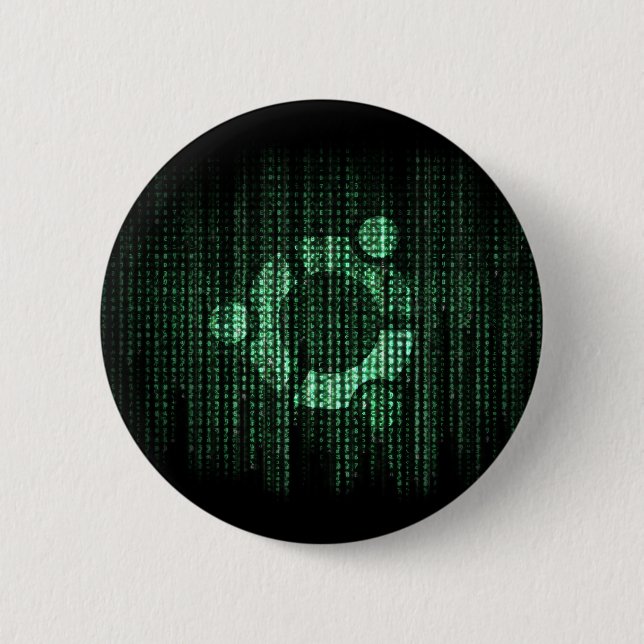 Bóton Redondo 5.08cm Terminal verde de Linux (Frente)