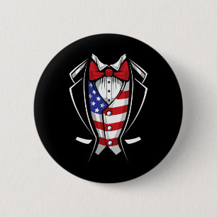 Bóton Redondo 5.08cm Terno Usa Tuxedo Patriótico 4 De Julho Bandeira Am
