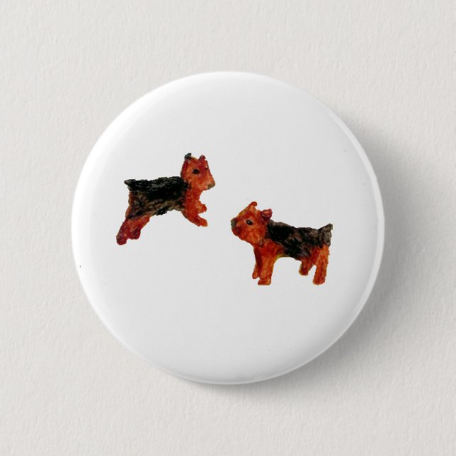 Bóton Redondo 5.08cm Terrier bonitos da arte dos cães (Frente)