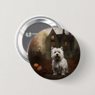 Bóton Redondo 5.08cm Terrier Branco do West Highland no Halloween Assus