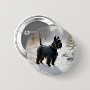 Bóton Redondo 5.08cm Terrier escocês que deixe nevar o Natal