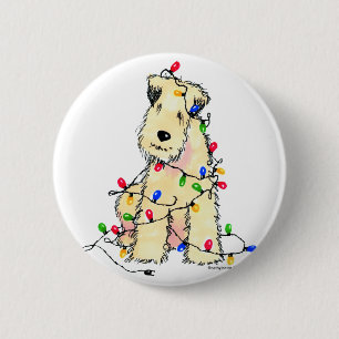 Bóton Redondo 5.08cm Terrier Wheaten brandamente revestido - Natal