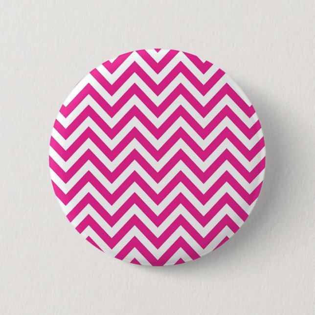 Bóton Redondo 5.08cm Teste padrão de ziguezague de Chevron do rosa (Frente)