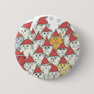 Bóton Redondo 5.08cm Teste padrão do Natal com muitos gatos engraçado