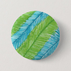 Bóton Redondo 5.08cm Teste padrão verde e azul das folhas de palmeira