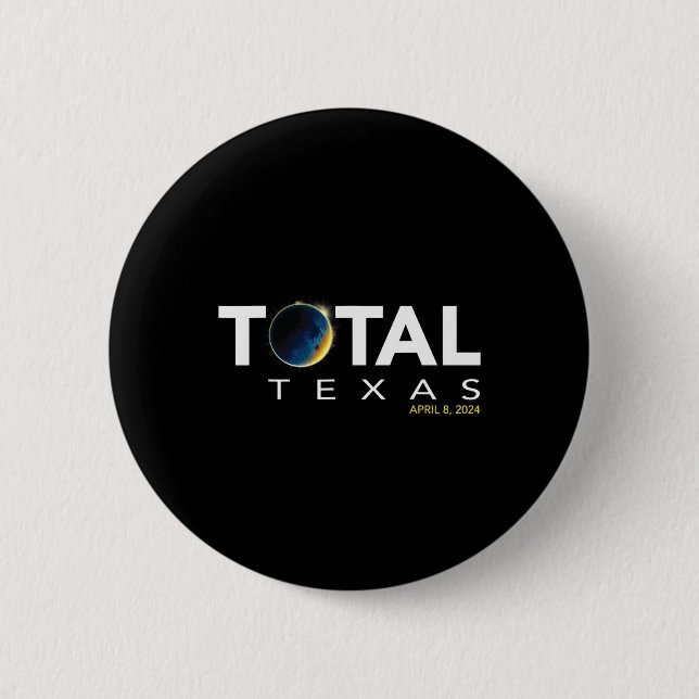 Bóton Redondo 5.08cm Texas April 8 Total Solar Eclipse 2024 (Frente)