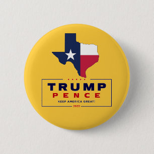 Bóton Redondo 5.08cm Texas for Trump Pence 2020