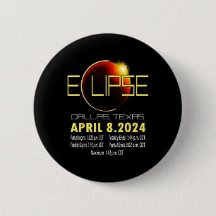 Bóton Redondo 5.08cm Texas Solar Eclipse 2024 Solar Eclipse Engraçado T