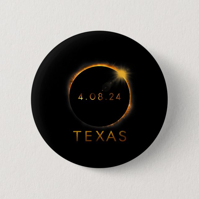 Bóton Redondo 5.08cm Texas Total Solar Eclipse 8 de abril de 2024 Texas (Frente)