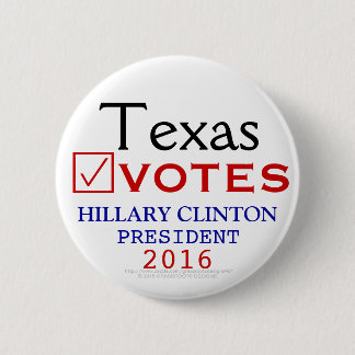 Bóton Redondo 5.08cm Texas vota o presidente 2016 de Hillary Clinton