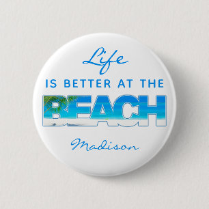 Bóton Redondo 5.08cm Texto personalizado BEACH