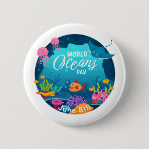Bóton Redondo 5.08cm Texto Personalizado Da Cena Submarina Do Peixe No