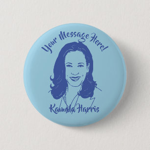 Bóton Redondo 5.08cm Texto Personalizado De Arte De Linha Kamala Harris