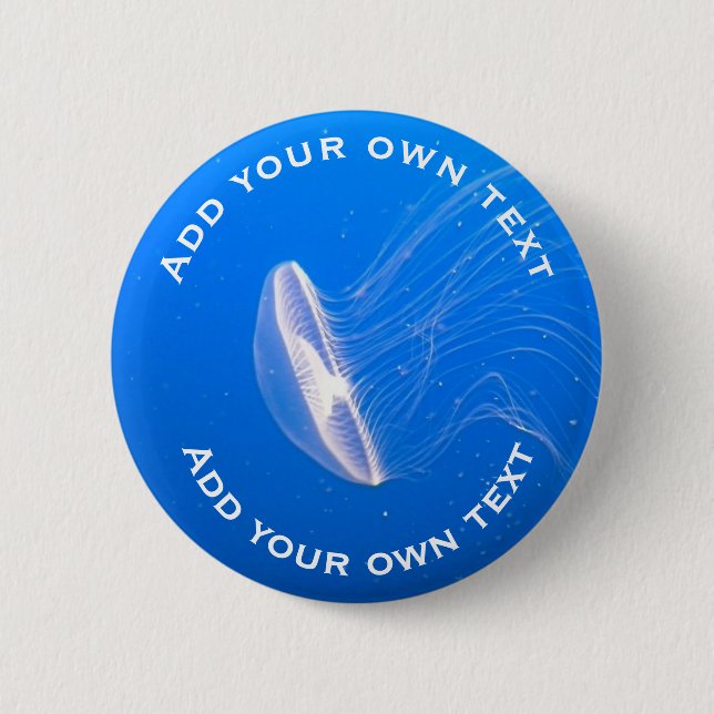 Bóton Redondo 5.08cm Texto Personalizado Do Mar Azul Brilhante Tentácul (Frente)