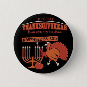 Bóton Redondo 5.08cm 'Thanksgivukkah festivo