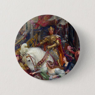 Bóton Redondo 5.08cm The Two Crowns c. 1900, por Sir Frank Dicksee