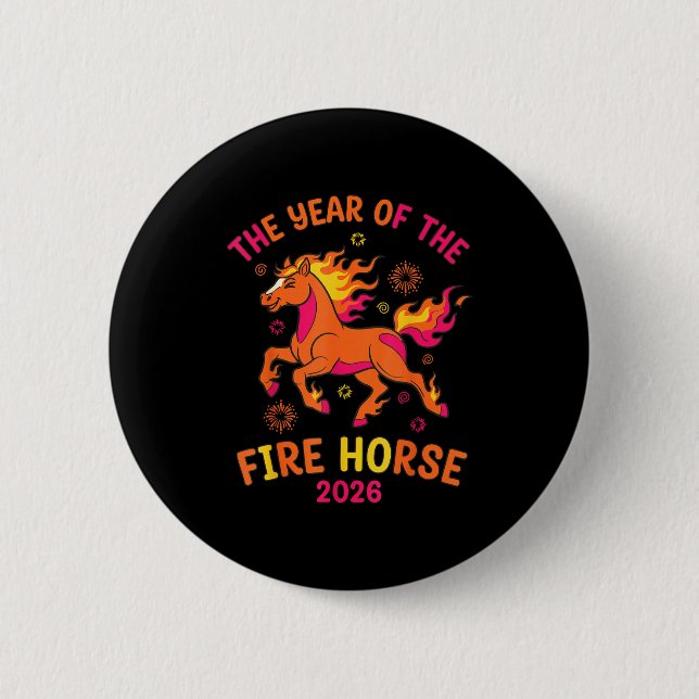 Bóton Redondo 5.08cm The Year Of The Fire Horse 2026 Celebration Design (Frente)