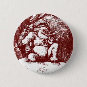Bóton Redondo 5.08cm Thomas Nast Papai Noel no telhado