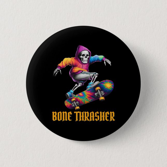 Bóton Redondo 5.08cm Thrasher Skeleton Halloween Costume (Frente)