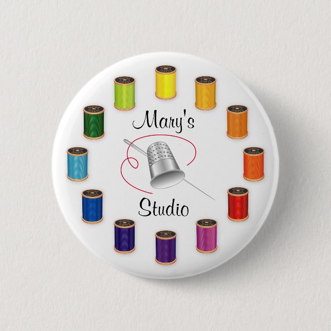Bóton Redondo 5.08cm Threads, Agulhas e fios de costura (Frente)