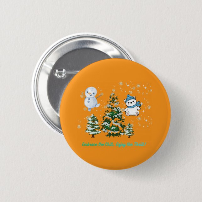 Bóton Redondo 5.08cm Thrilling winter orange (Frente & Verso)