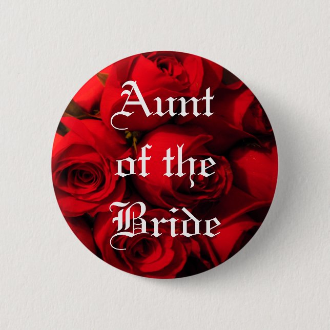 Bóton Redondo 5.08cm "Tia do buquê do rosa dos carmesins da noiva" - (Frente)