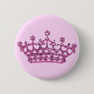 Bóton Redondo 5.08cm Tiara cor-de-rosa