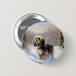 Bóton Redondo 5.08cm Tibetan Terrier Deixe Nevar Natal