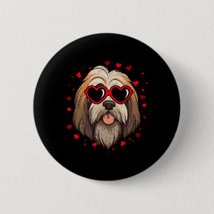 Bóton Redondo 5.08cm Tibetan Terrier Dia dos Namorados Coração Amantes