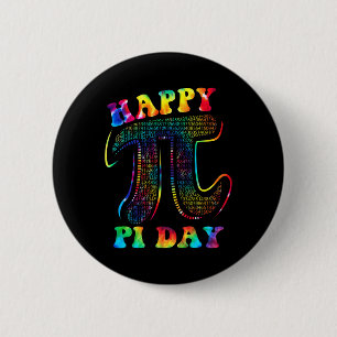 Bóton Redondo 5.08cm Tie Dye Happy Pi Day 3.14 Matemática Professores H