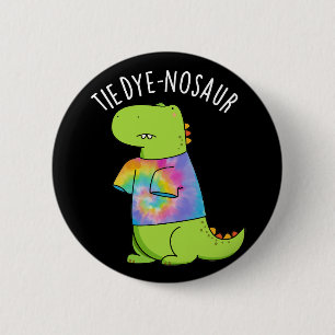 Bóton Redondo 5.08cm Tie-dye-nosaur Punho de Dinossauro Engraçado Fundo