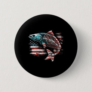 Bóton Redondo 5.08cm Tie Dye Skeleton Salmon American 4 De Julho Fish