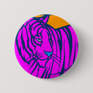 Bóton Redondo 5.08cm TIGRE COR-DE-ROSA RETRO da SELVA do TIGRE 80s de