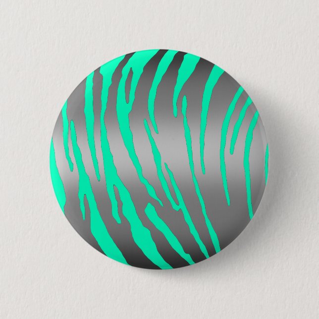 Bóton Redondo 5.08cm Tigre de Prata Stripes Aqua (Frente)