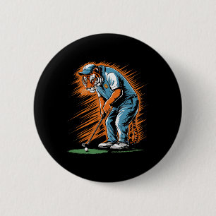 Bóton Redondo 5.08cm Tigre Engraçado Jogando Golfe Animal Engraçado Gol