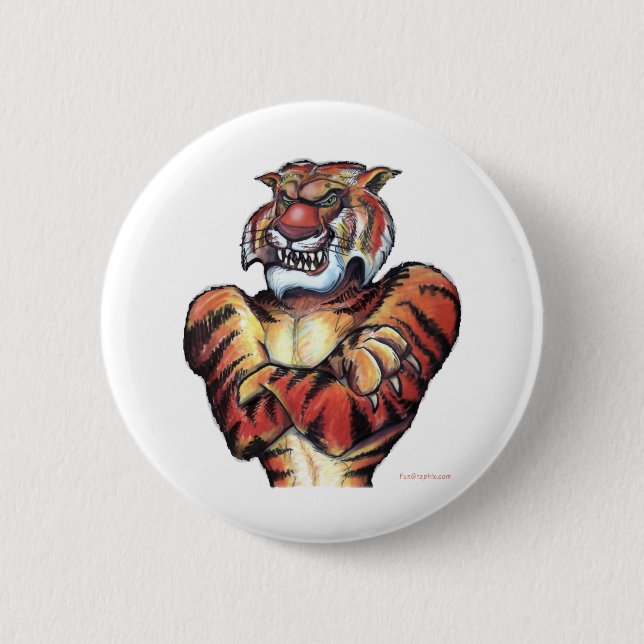 Bóton Redondo 5.08cm Tigre Muscular (Frente)