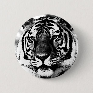Bóton Redondo 5.08cm Tigre preto e branco