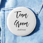 Bóton Redondo 5.08cm Time da Noiva Preto Branco Botão de Casamento<br><div class="desc">Time do Noivo botão de Groomsman preto e branco.  Confira nossa coleção da loja abaixo para itens correspondentes.</div>
