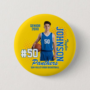 Bóton Redondo 5.08cm Time de Basquete Foto Personalizada Noite de Forma
