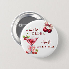 Bóton Redondo 5.08cm Tini Bit Older Cereja Martini Favor de Aniversário