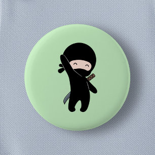 Bóton Redondo 5.08cm Tiny Happy Ninja sobre verde