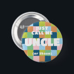 Bóton Redondo 5.08cm Tio Chá de fraldas Colorida Cheker Block<br><div class="desc">Este botão colorido e neutro é uma maneira divertida de celebrar os pais a estarem em um chá de fraldas de casal e compartilhar a alegria com a família e amigos,  para que todos saibam quem é o tio orgulhoso,  bem como seu nome verdadeiro.</div>