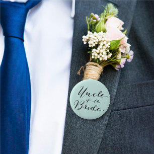 Bóton Redondo 5.08cm Tio da Noiva Roteiro Festa de Casamento Azul Bebê