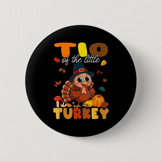Bóton Redondo 5.08cm Tio Of The Little Turkey Thanksgiving Baby Shower  (Frente)