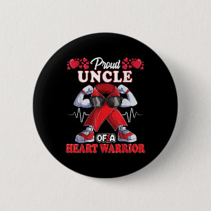 Bóton Redondo 5.08cm Tio Orgulhoso De Um Guerreiro Cardíaco Vermelho R